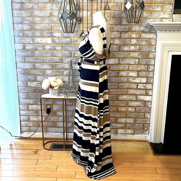 Motherhood Striped Sleeveless V-Neck Maxi Dress, Women’s Size Lrg ⭐️HP WINNER ⭐️ - Picture 4 of 10